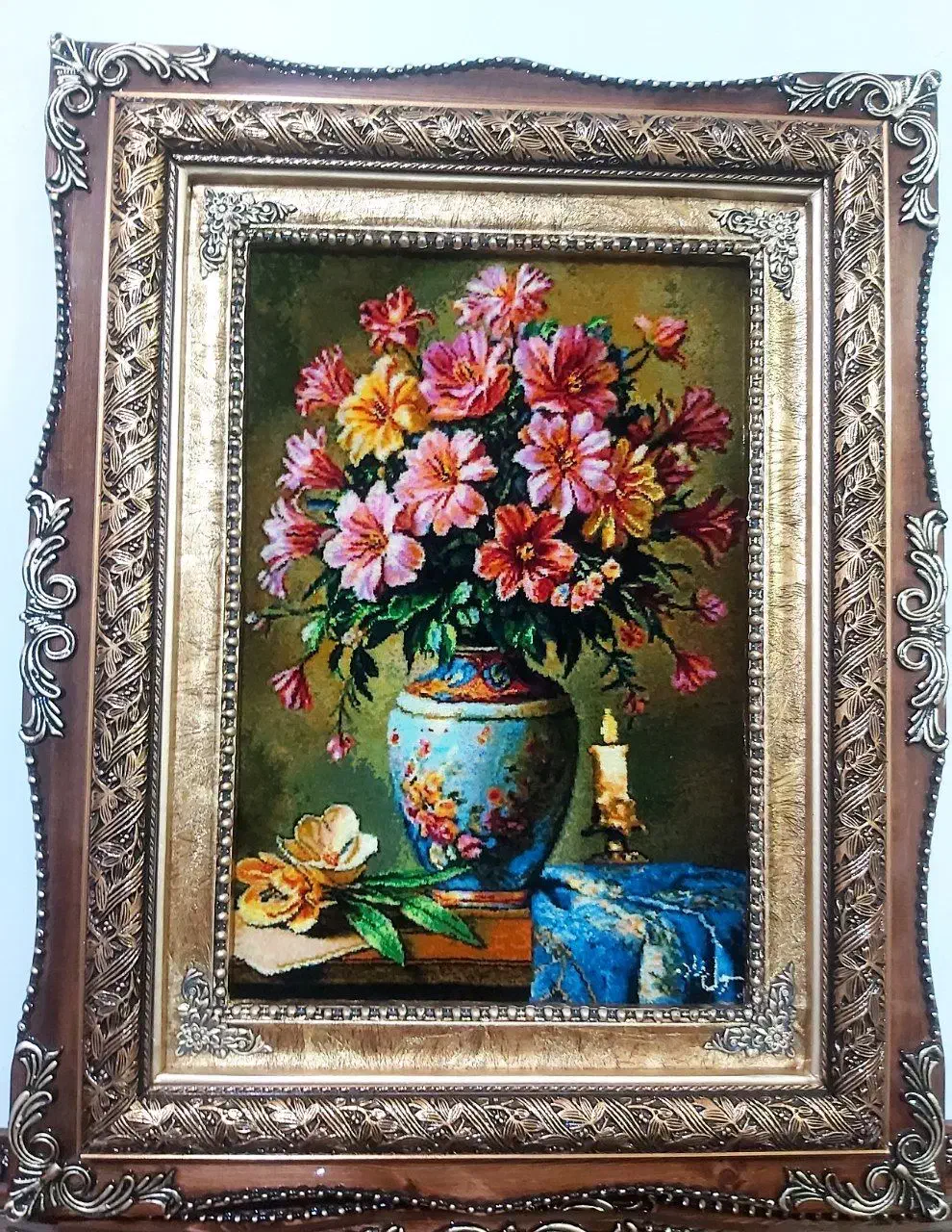 تابلو گل رخسار کد 27 دستبافت و ابریشم دار|تابلو فرش|تبریز, |دیوار