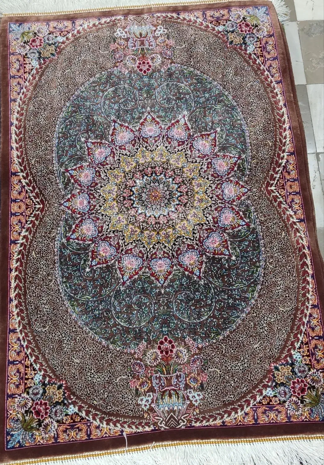 تمام ابریشم ۶۰ × ۹۰|فرش|قم, ارم|دیوار