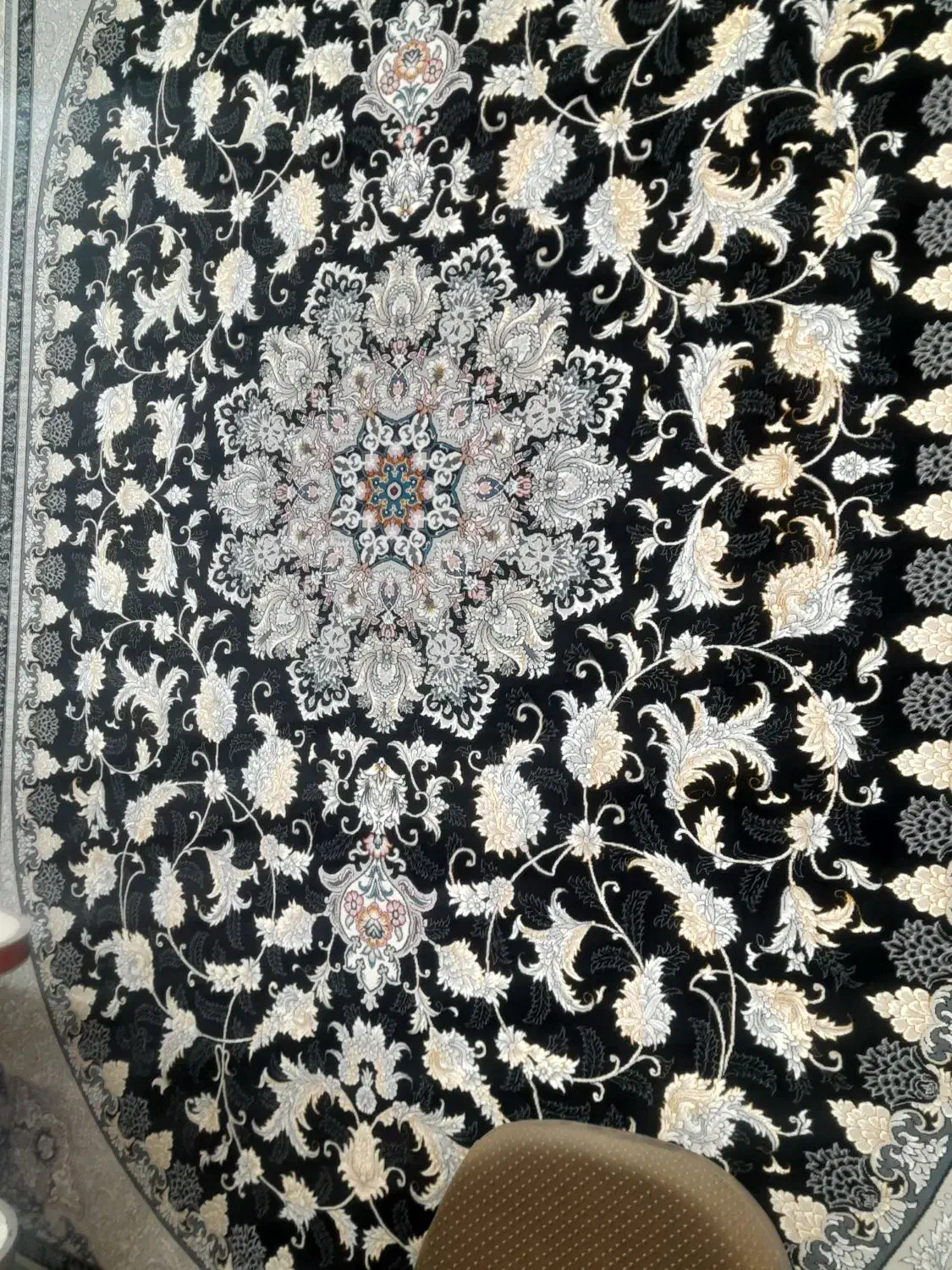 فرش نو ۱۲متری سرمه ای طلاکوب کاشان|فرش|قائمشهر, |دیوار