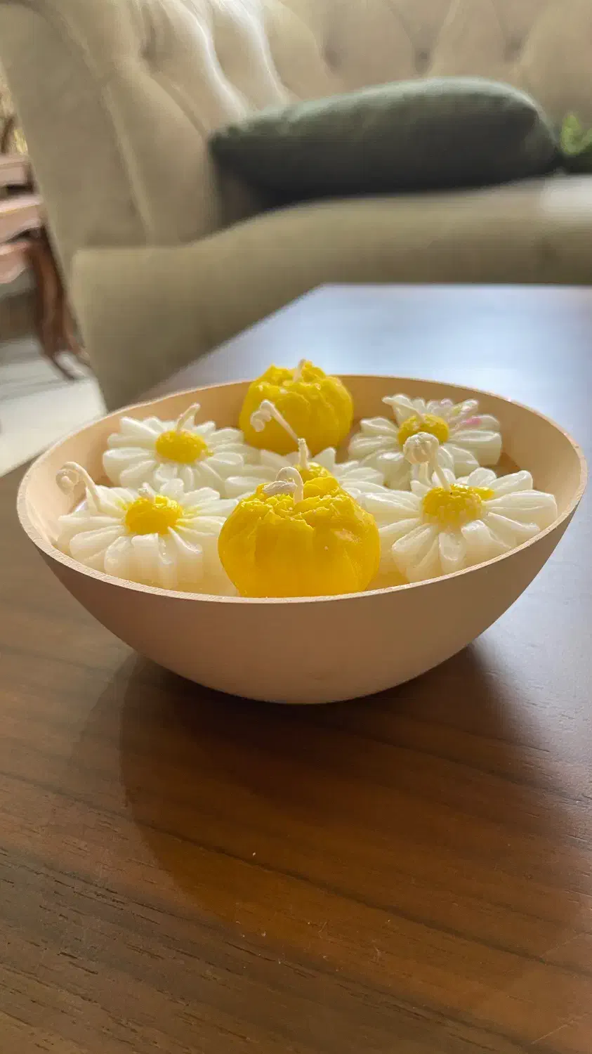 شمع کاسه ای بابونه|صنایع دستی و سایر لوازم تزئینی|فریدونکنار, |دیوار