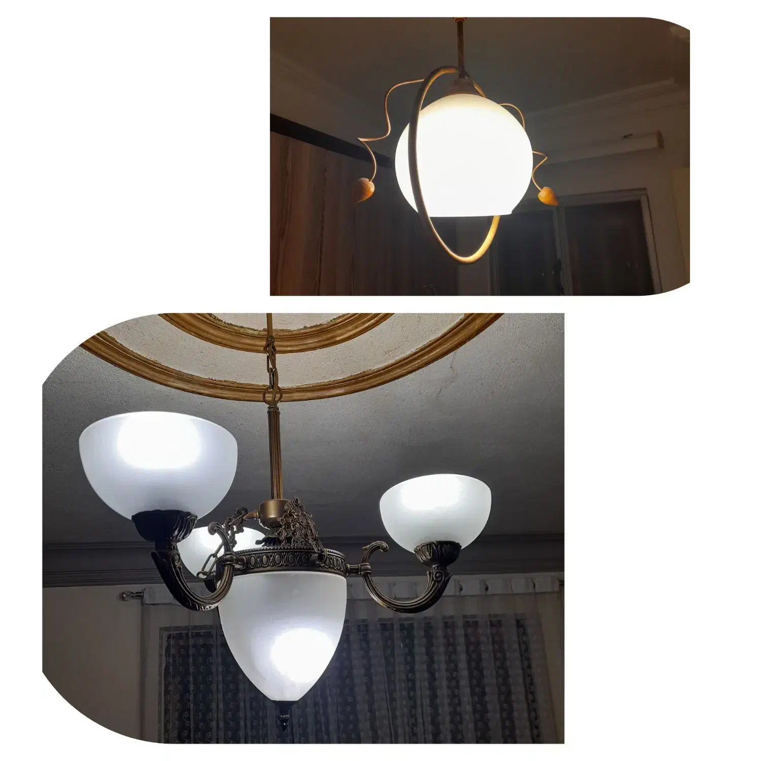 لوستر برنجی پذیرایی و آشپزخانه|لوستر و چراغ آویز|رشت, سعدی (تختی)|دیوار