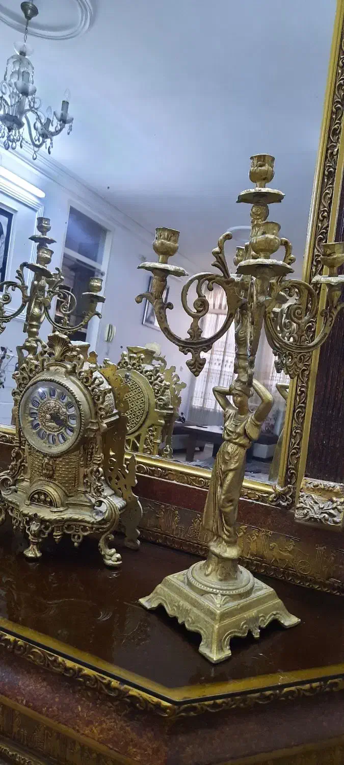 آینه و شمعدان و ساعت(ست کامل)|بوفه، ویترین، کنسول|کاشان, فاز ۱ ناجی آباد|دیوار