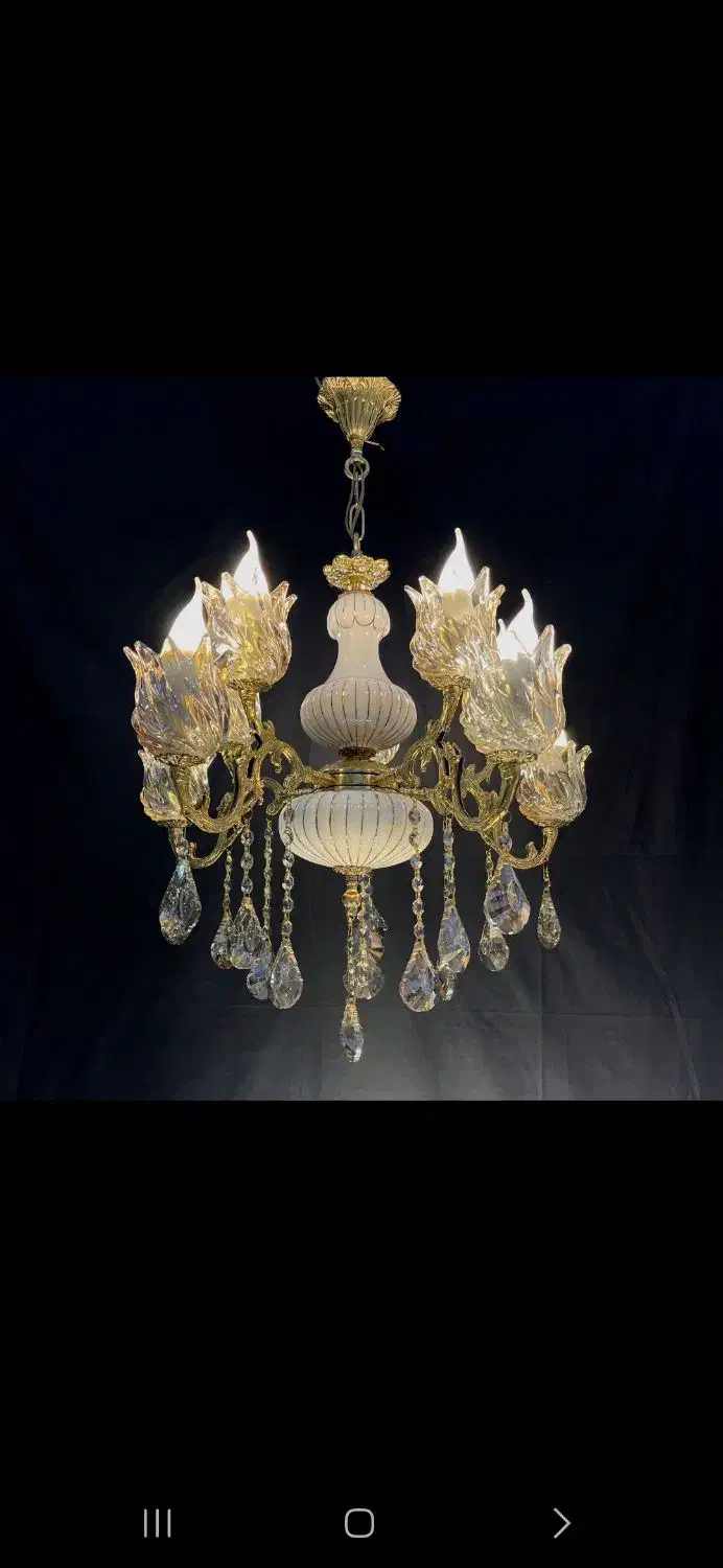 لوستراسکای بایت۳+۳+۲شعله برنجی و برنج لامپ ee22|لوستر و چراغ آویز|تهران, نعمتآباد|دیوار