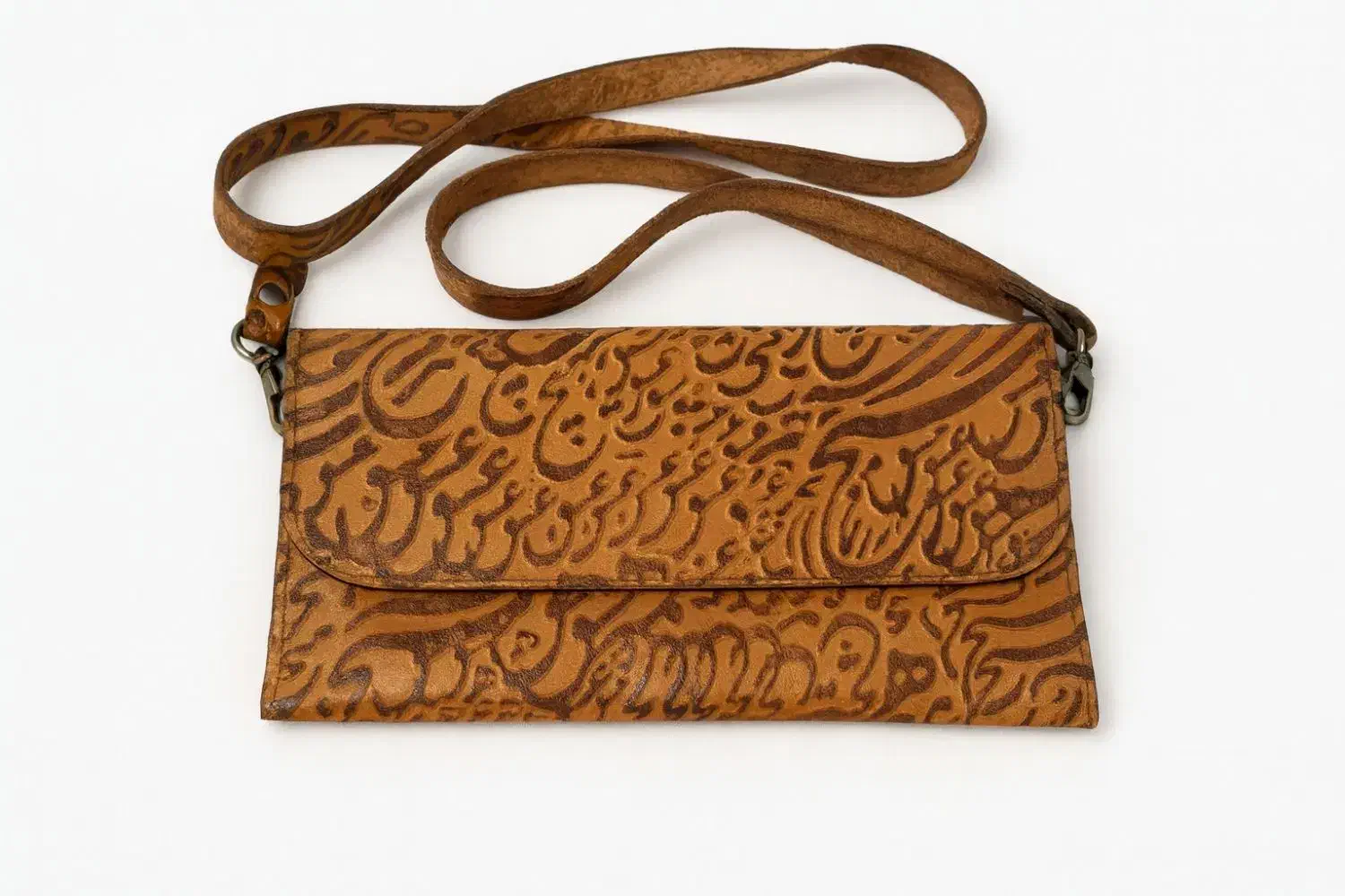 کیف پول چرمی زنانه زیبا، طرح نستعلیق، بند دوشی|کیف، کفش، کمربند|رشت, پورسینا|دیوار