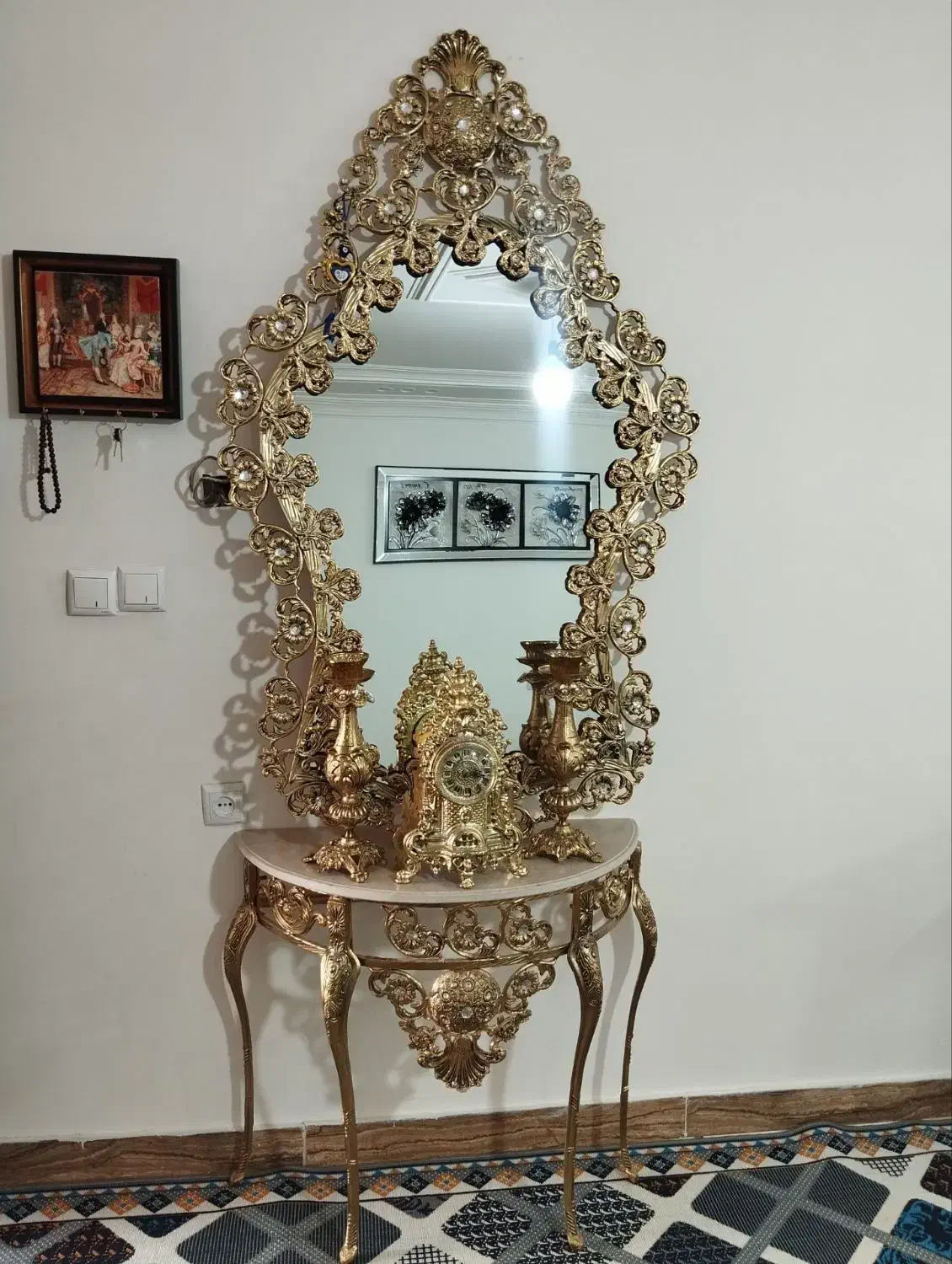 اینه شمعدان برنز|مبلمان خانگی و میز عسلی|نورآباد, |دیوار