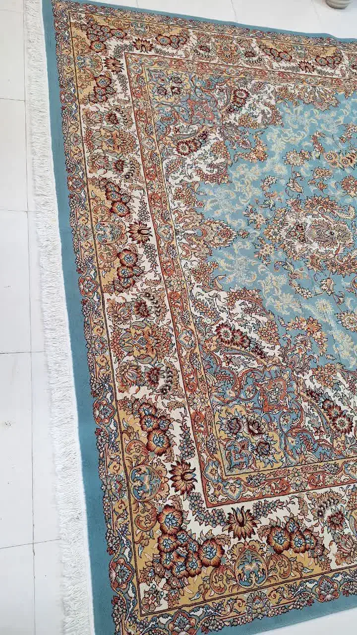 دو تخته فرش12متری700شانه فیروزهای|فرش|ایلام, |دیوار