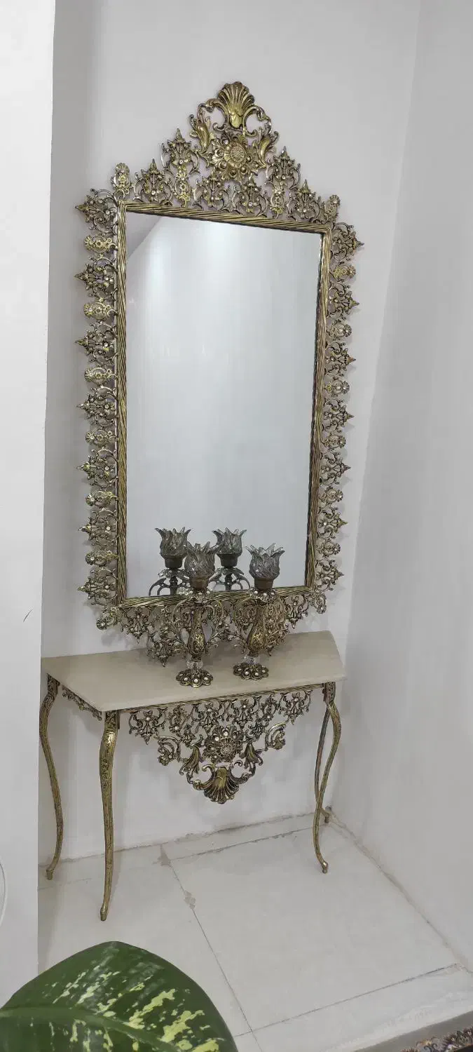 آینه شمعدون برنج اصل|آینه|کهریزک, |دیوار