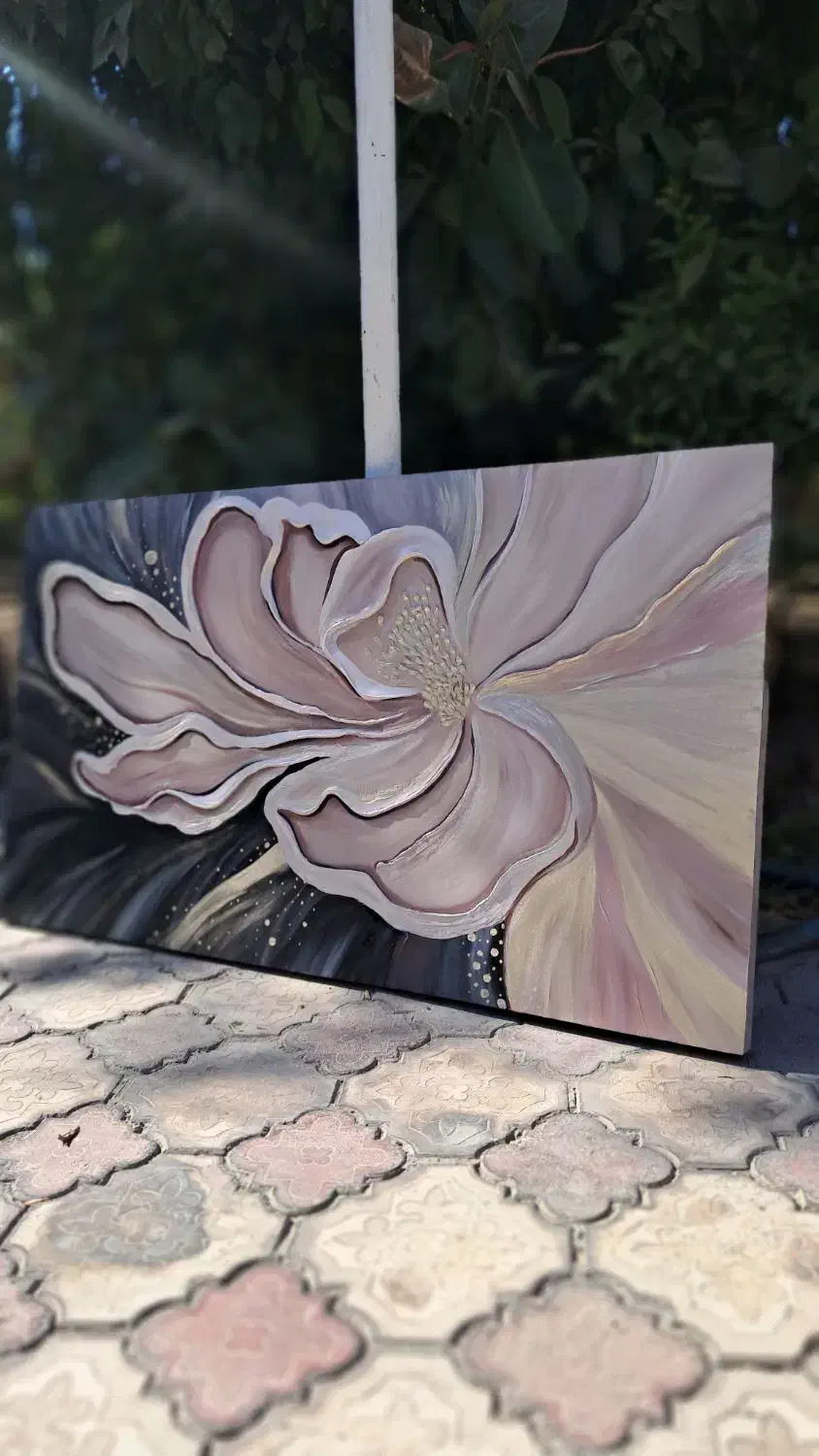 تابلو نقش برجسته گل شناور ابعاد ۱۴۰*۸۰ هنر دست|تابلو، نقاشی، عکس|اهواز, زیتون کارمندی|دیوار