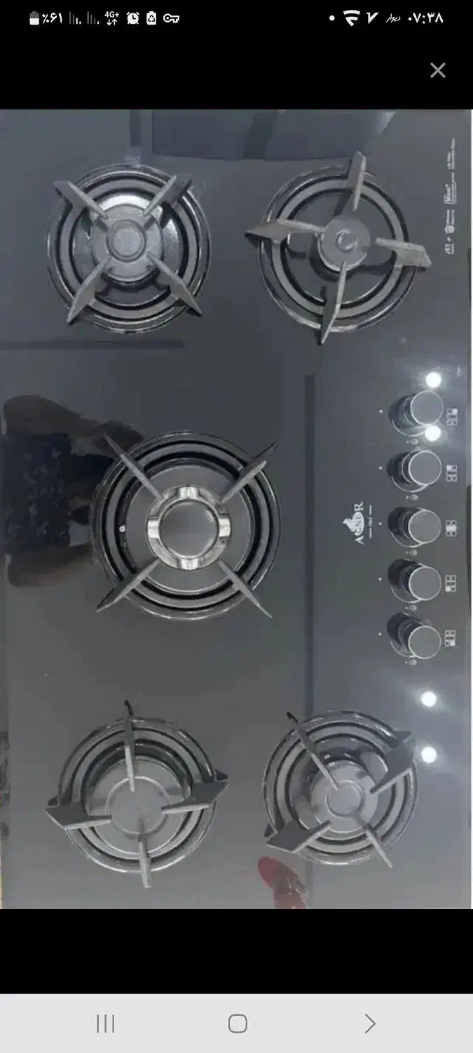 گاز ۵ شعله صفحه شیشه ای|اجاق گاز و لوازم برقی پخت‌وپز|رشت, باهنر|دیوار