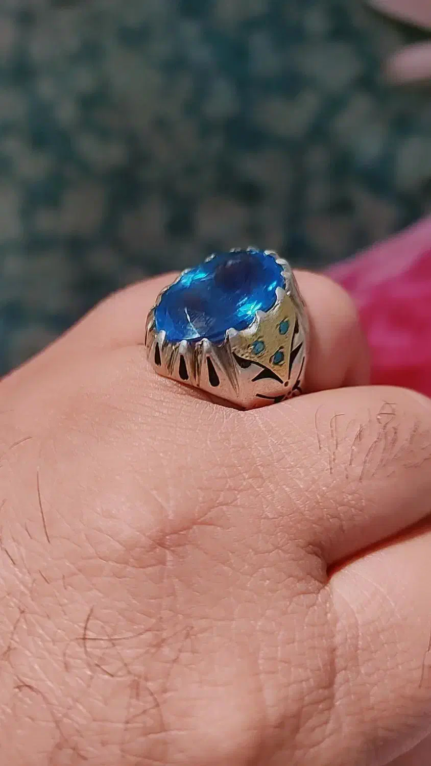 انگشتر نقره اصل توپاز آبی اصل|جواهرات|بندرعباس, |دیوار