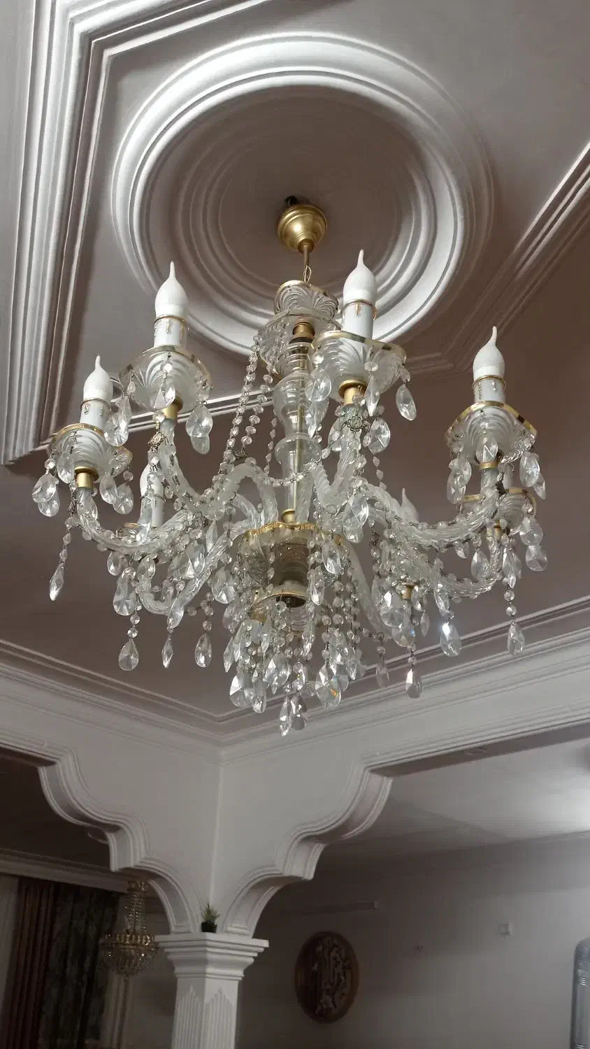 لوستر 8 شاخه کریستالی شیک|لوستر و چراغ آویز|دامغان, |دیوار