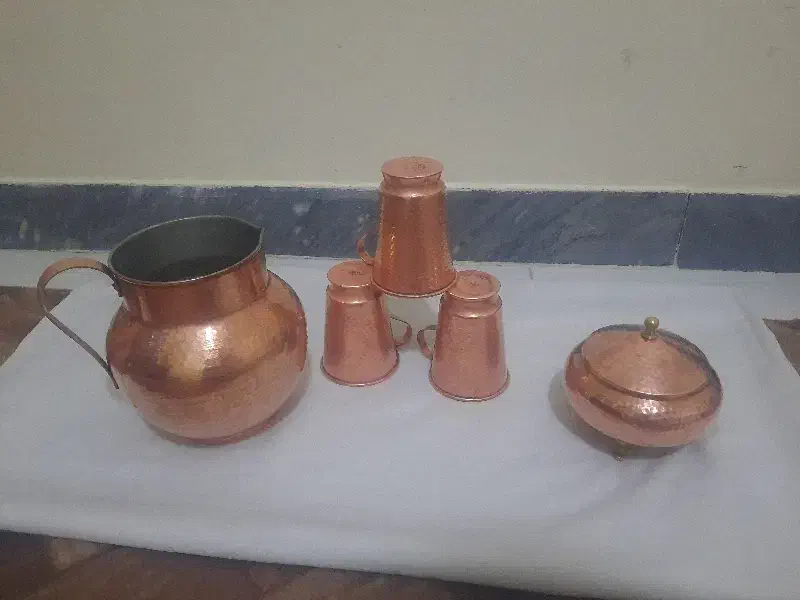 پارچ و لیوان مسی و قندان|ظروف سرو و پذیرایی|فردیس, شهرک شهید حسینی|دیوار