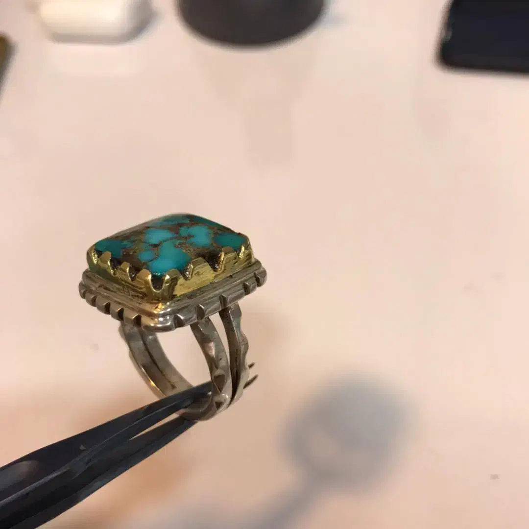 انگشتر نقره دستساز نگین فیروزه اصل|جواهرات|ایلام, |دیوار