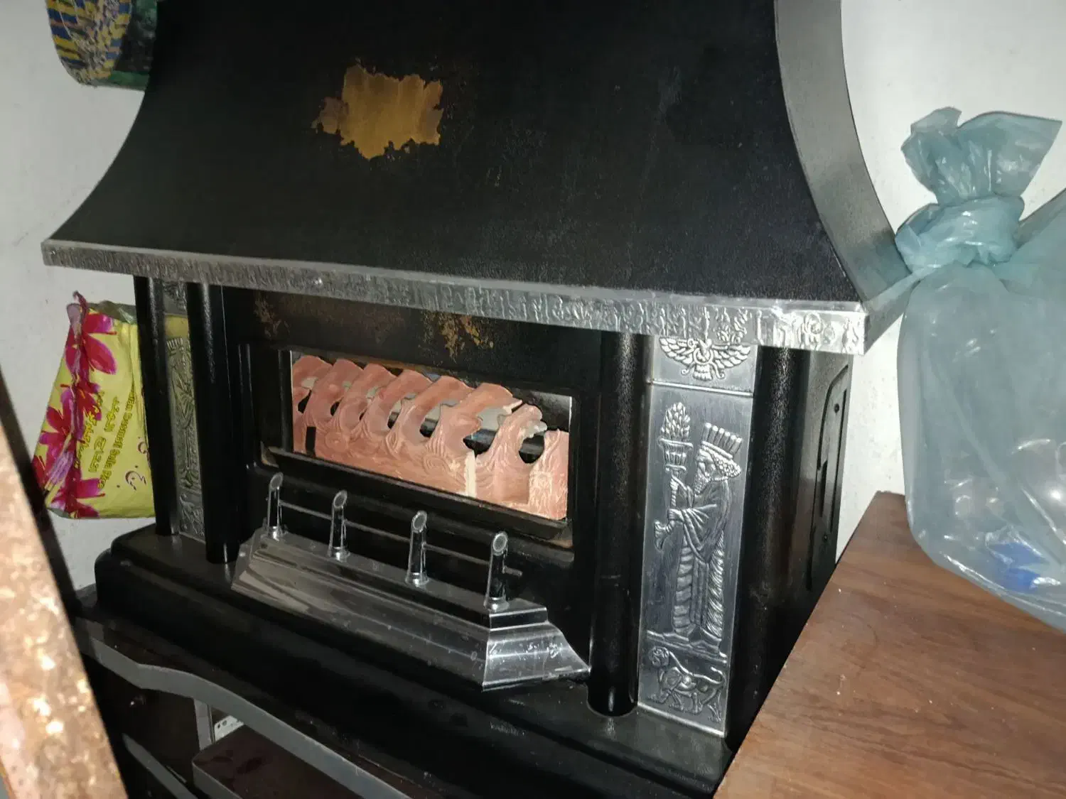 بخاری گازسوز طرح شومینه|بخاری، هیتر، شومینه|ایلام, |دیوار