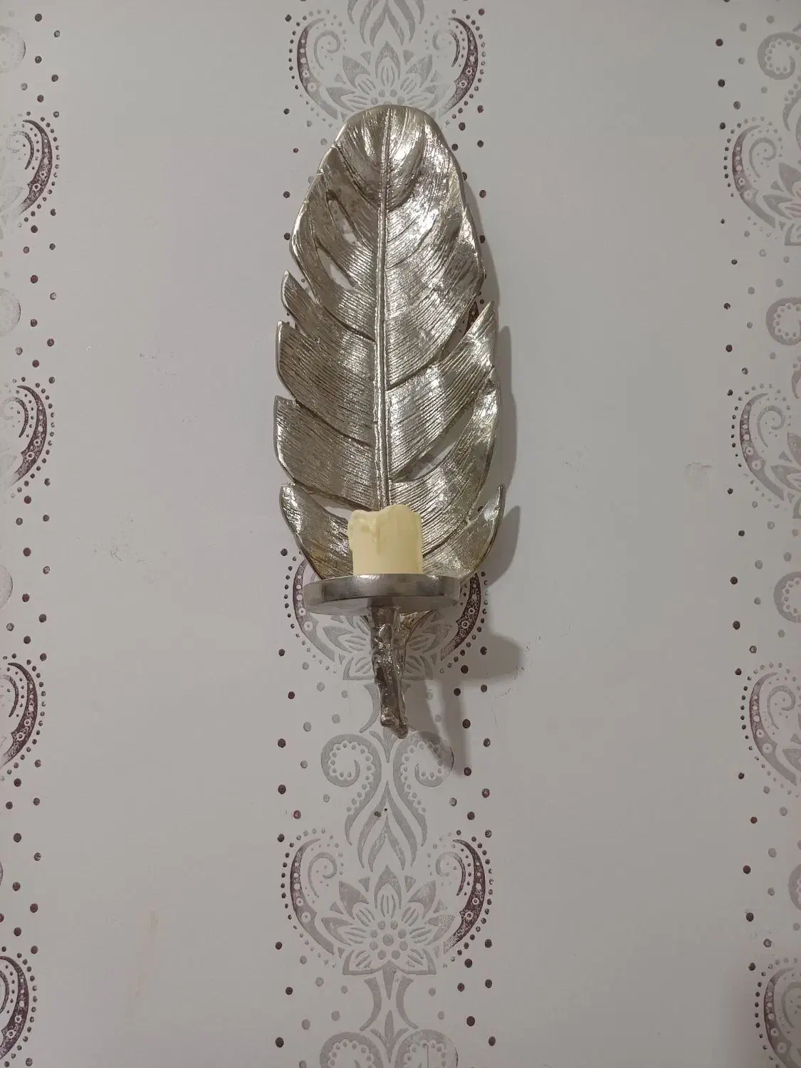 جاشمعی دیوارکوب فلزی طرح پر|مجسمه، تندیس، ماکت|مشهد, ایثارگران|دیوار