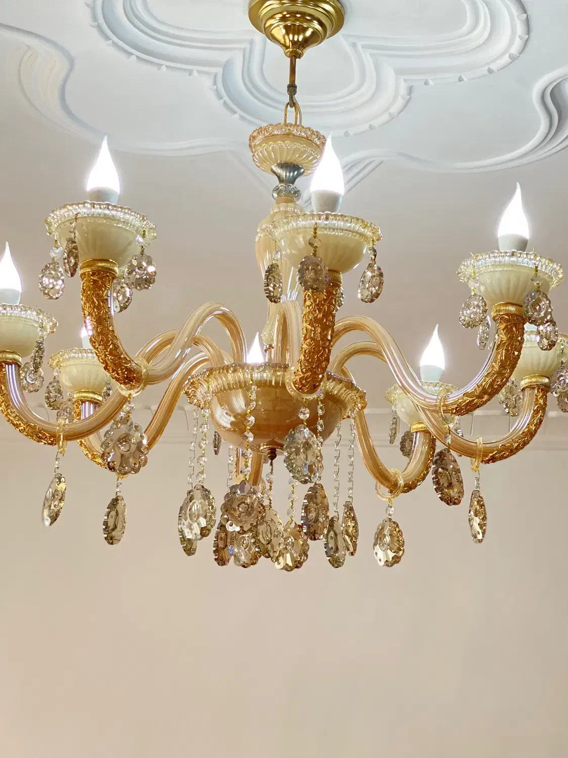 لوستر ۸شاخه کریستالی|لوستر و چراغ آویز|تبریز, |دیوار