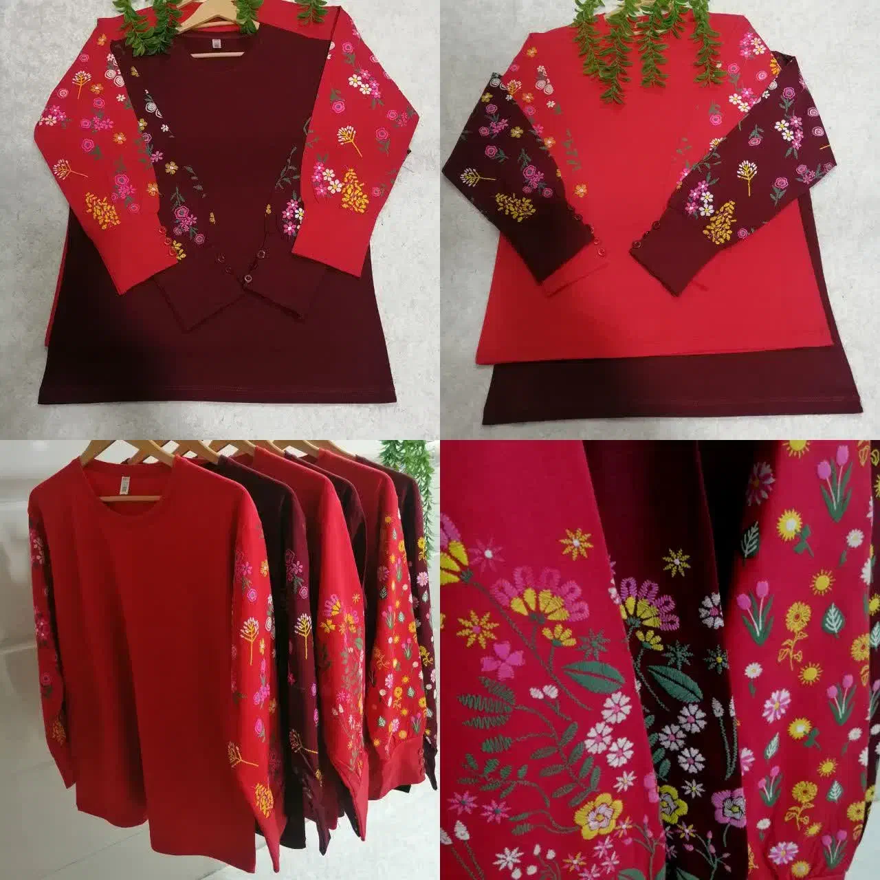 بلوز یلدایی نخ پنبه اعلا استین چاپ پفکی|لباس|کاشمر, |دیوار