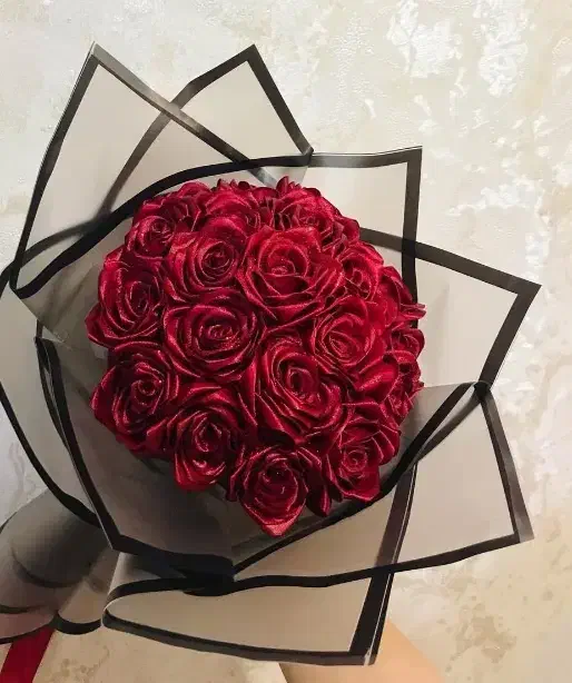 ساخت دسته گل رز روبانی|گل مصنوعی|نور, |دیوار