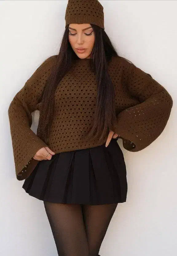 ست کلاه و کراپ بافت ترک|لباس|بیجار, |دیوار