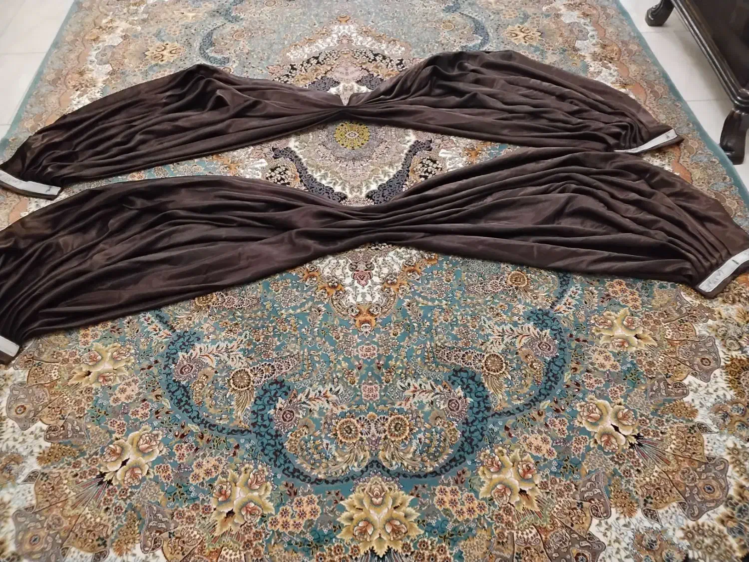 دوعدد والان پرده پذیرایی قهوه ای به طول ۱۸۳ سانت|پرده، رانر، رومیزی|شیراز, زرهی|دیوار