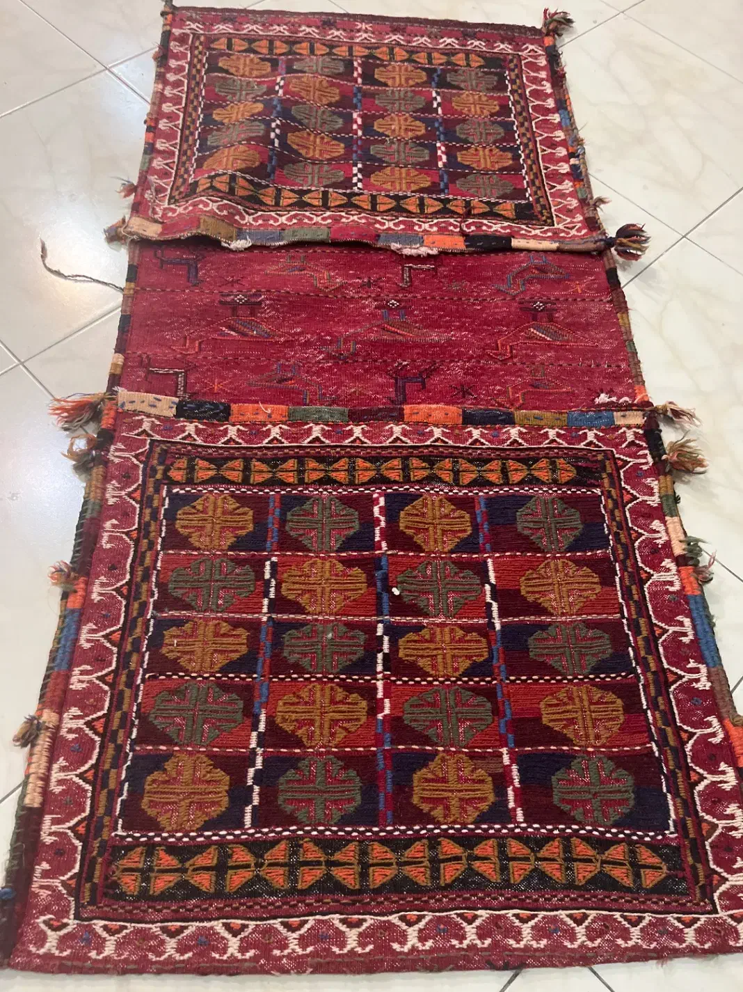 خورجین دستبافت انتیک سالم ریزبافت عشایری|گلیم، جاجیم، گبه|تهران, شهرک غرب|دیوار