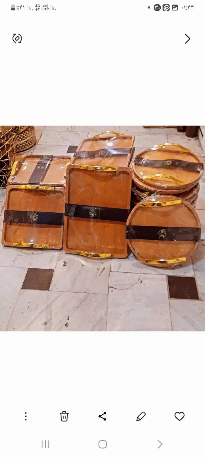 سینی های چوبی پلی ودد دسته طلایی اک|ظروف سرو و پذیرایی|قم, شهرک فاطمیه|دیوار