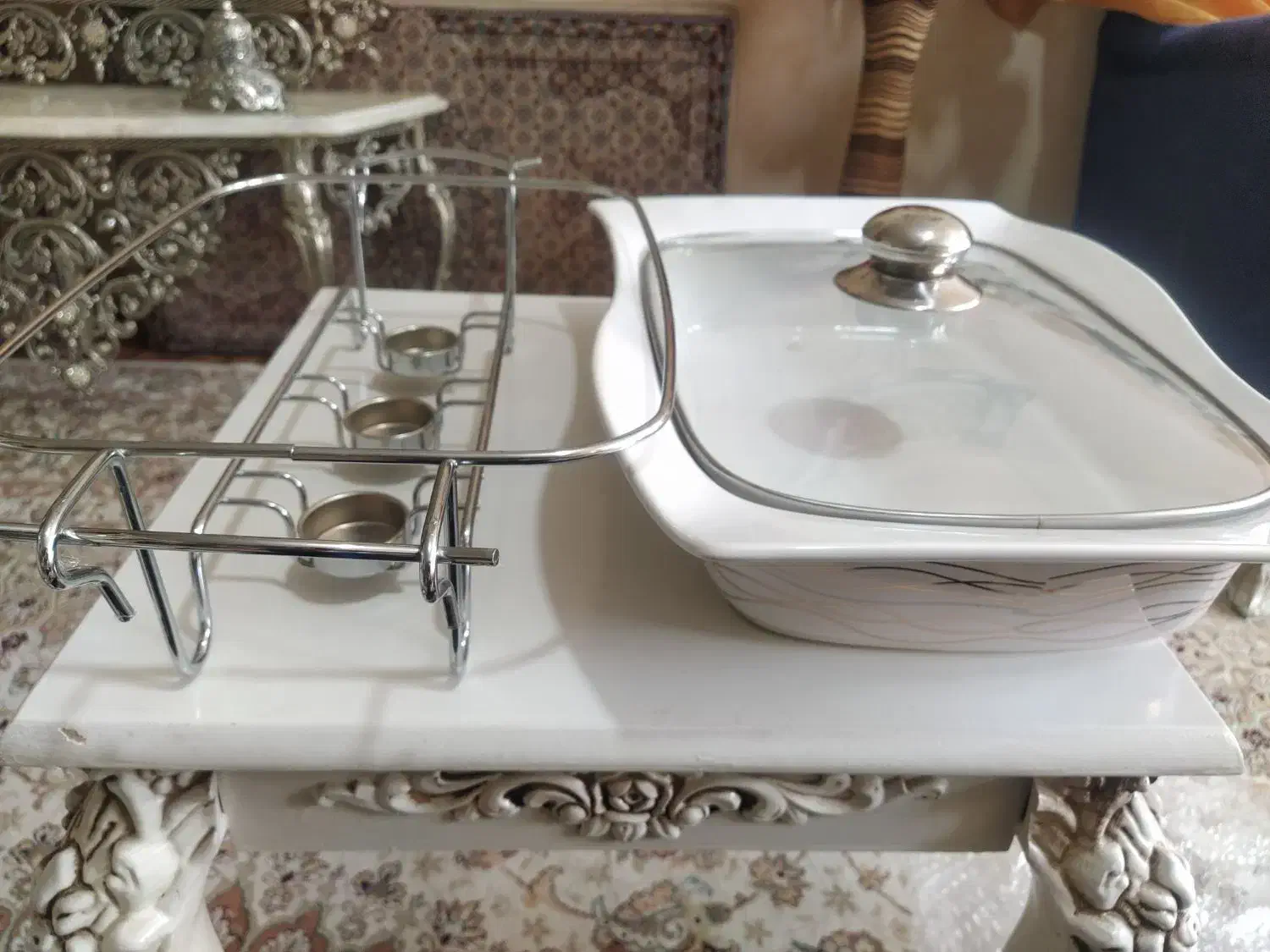 سوفله خوری چینی با وارمر سه شعله|ظروف سرو و پذیرایی|فردیس, شهرک ارم|دیوار