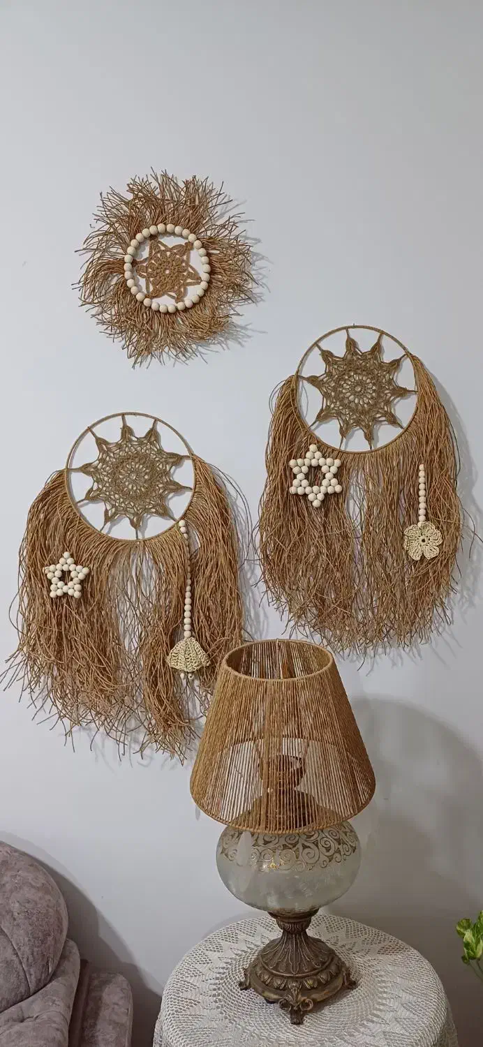 دیوارکوب بوهو رافیا عمده و تکی|صنایع دستی و سایر لوازم تزئینی|ساری, |دیوار