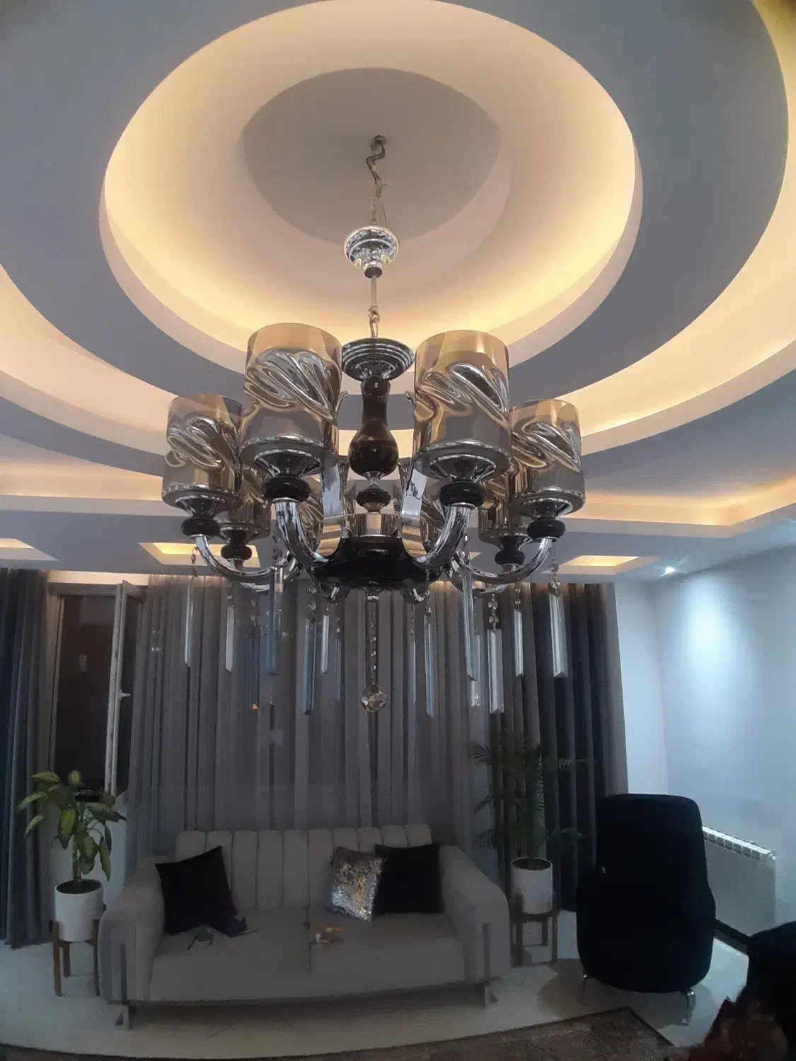 لوستر ۸ شعله برنج با سنگ طبیعی|لوستر و چراغ آویز|نظرآباد, نظرآباد|دیوار