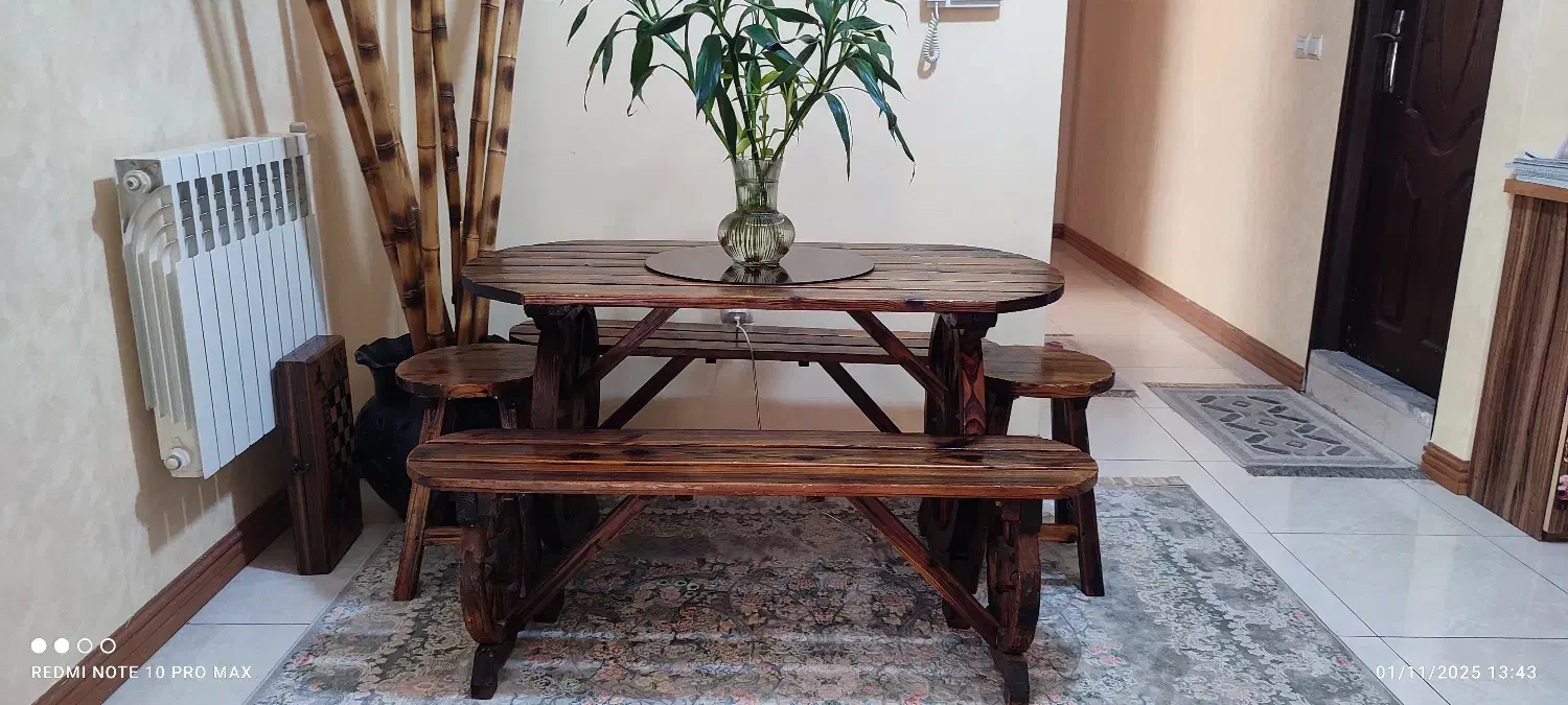 میز نهار خوری چوبی|میز و صندلی غذاخوری|شیراز, شهرک جماران|دیوار