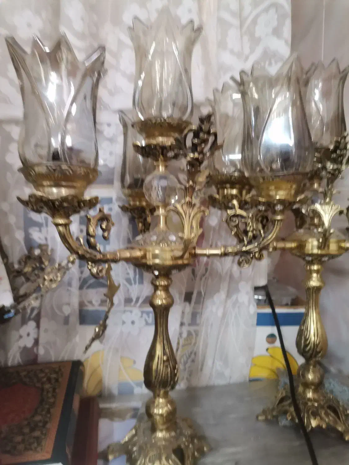 یه جفت شمعدان برنز|لوستر و چراغ آویز|قم, صفائیه|دیوار