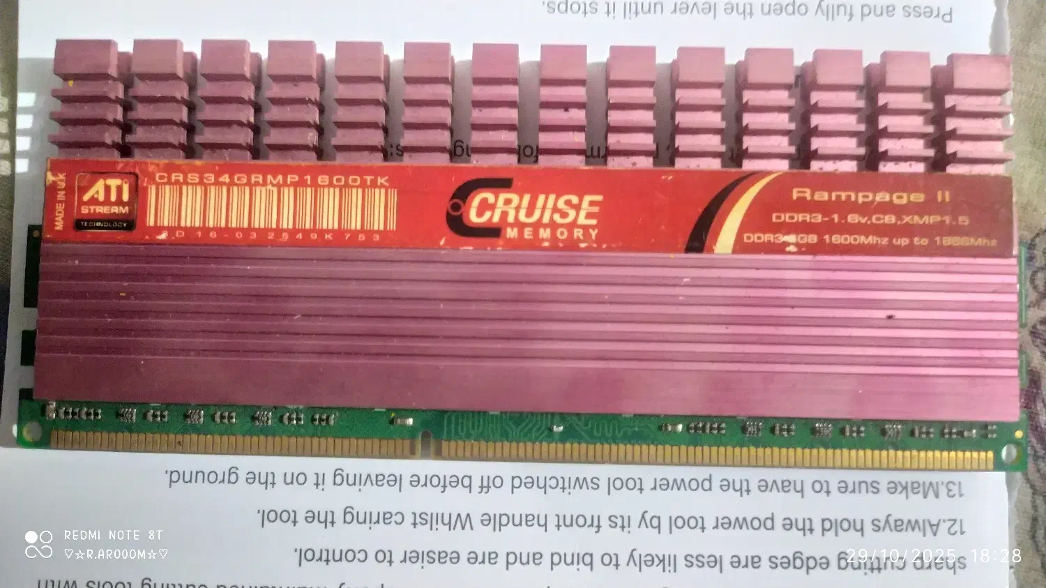 RaM 4GGB CRUISE MEMORY|قطعات و لوازم جانبی رایانه|لاهیجان, شهرک فرهنگیان|دیوار