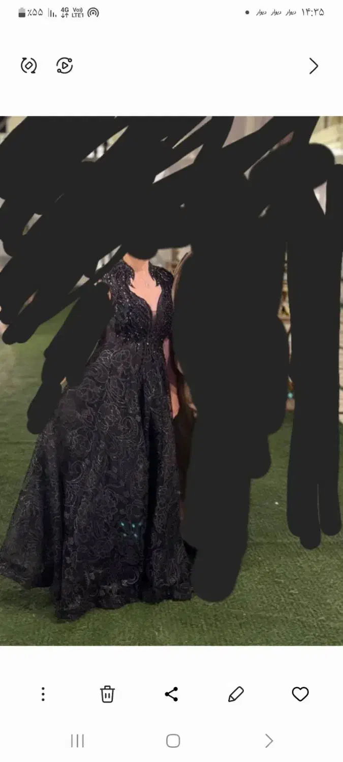 لباس کارشده ی مجلسی مشکی.|لباس|صومعه‌سرا, |دیوار