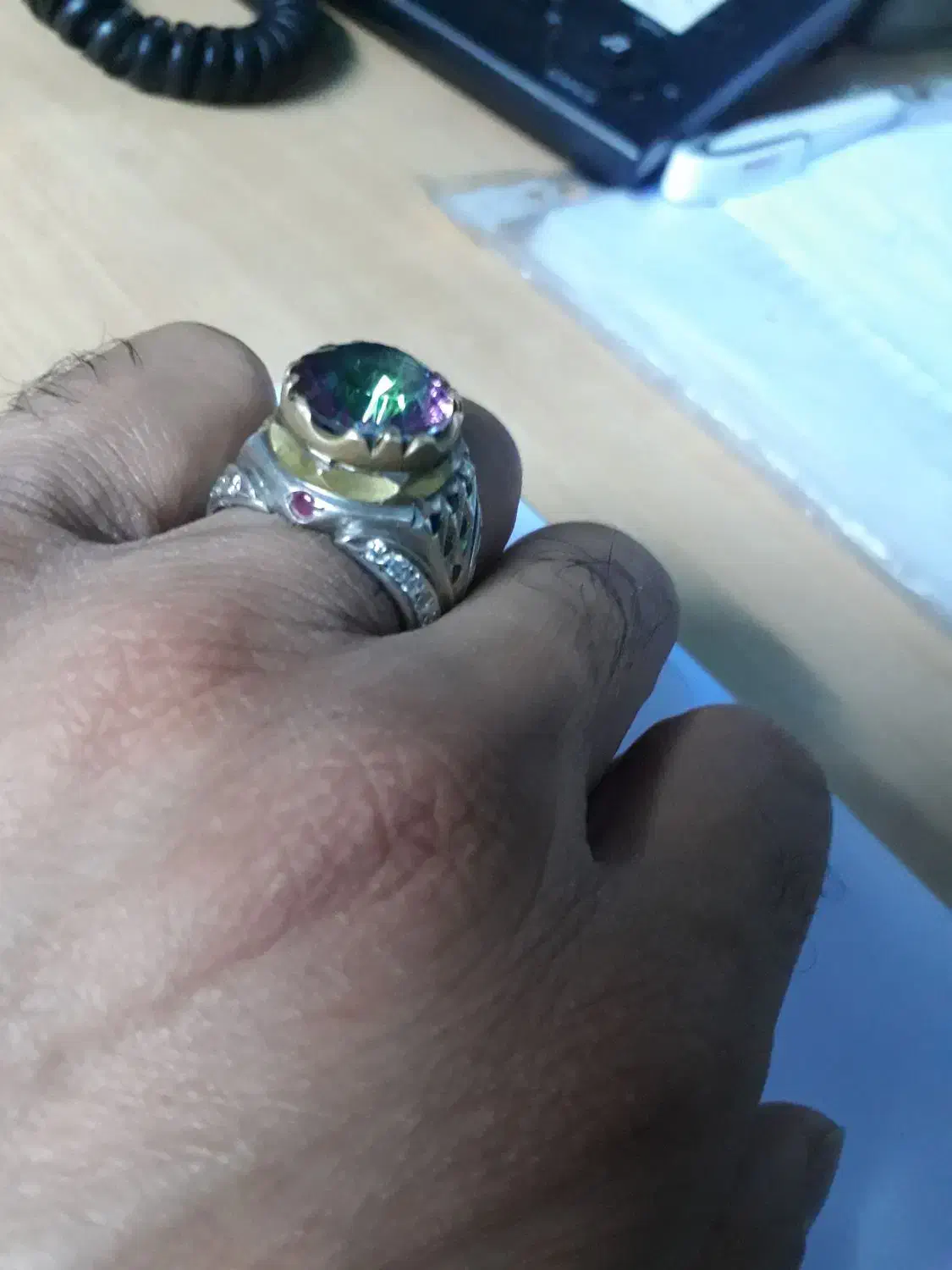 انگشتر نقره.نگین کوارتز هفت رنگ|جواهرات|اندیشه, اندیشه فاز ۱|دیوار