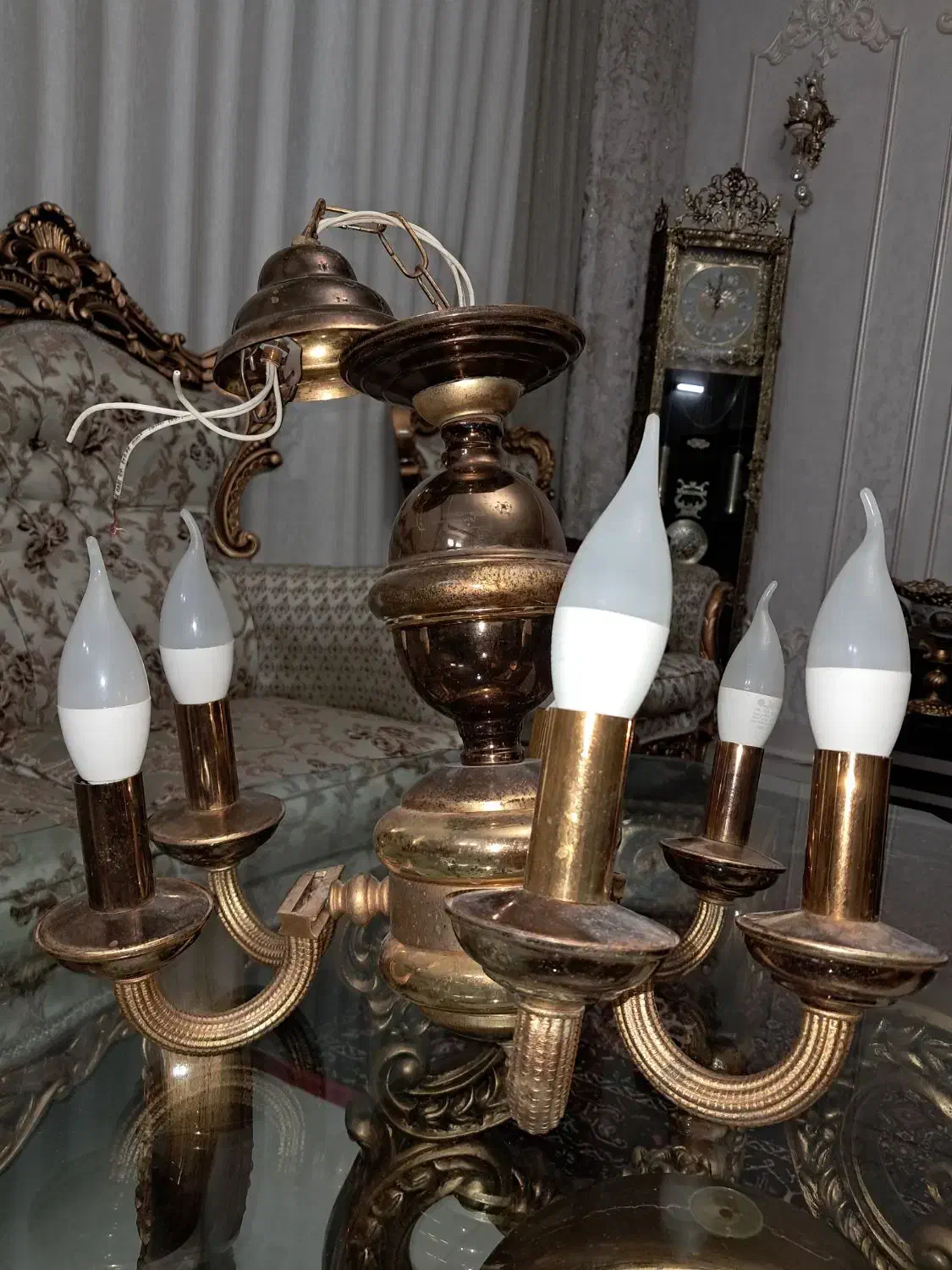 لوسترطلایی دو عدد|لوستر و چراغ آویز|اردبیل, |دیوار