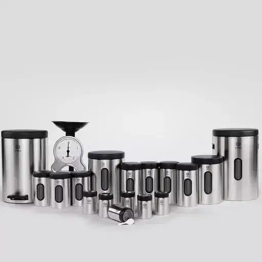 سرویس آشپزخانه اورانوس 18 پارچه استیل با درب مشکی|ظروف نگهدارنده، پلاستیکی، یک‌بارمصرف|نسیم‌شهر, |دیوار