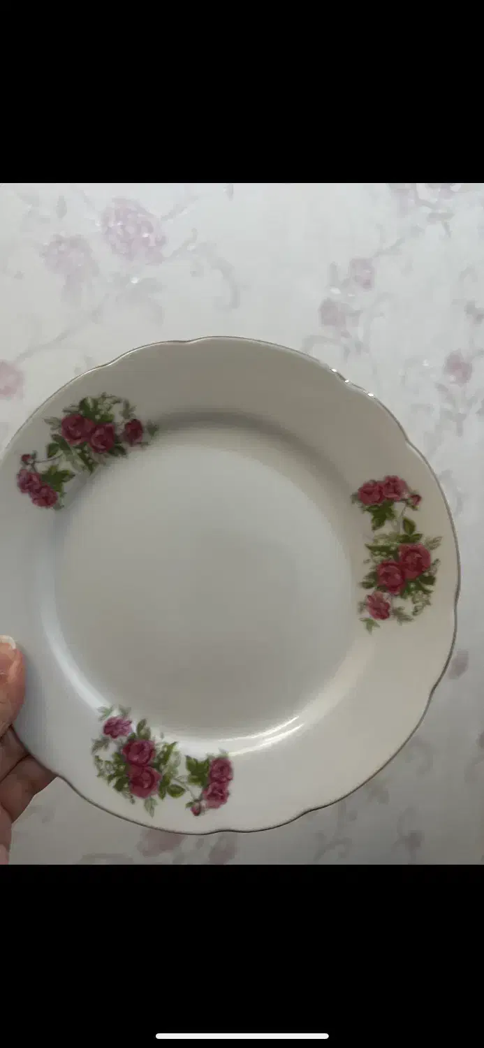 بشقاب گل سرخی قدیمی اصل ژاپن|ظروف سرو و پذیرایی|یزد, |دیوار