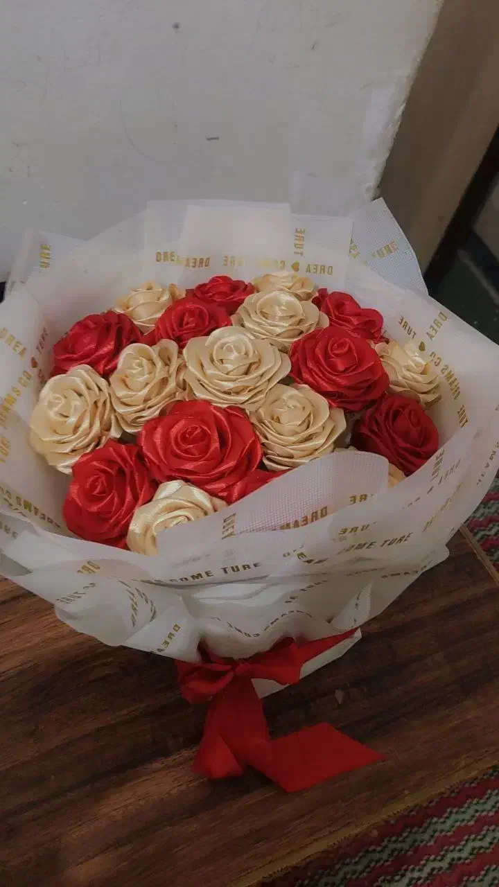 گل رز جاودان (روبانی)|گل مصنوعی|برازجان, |دیوار