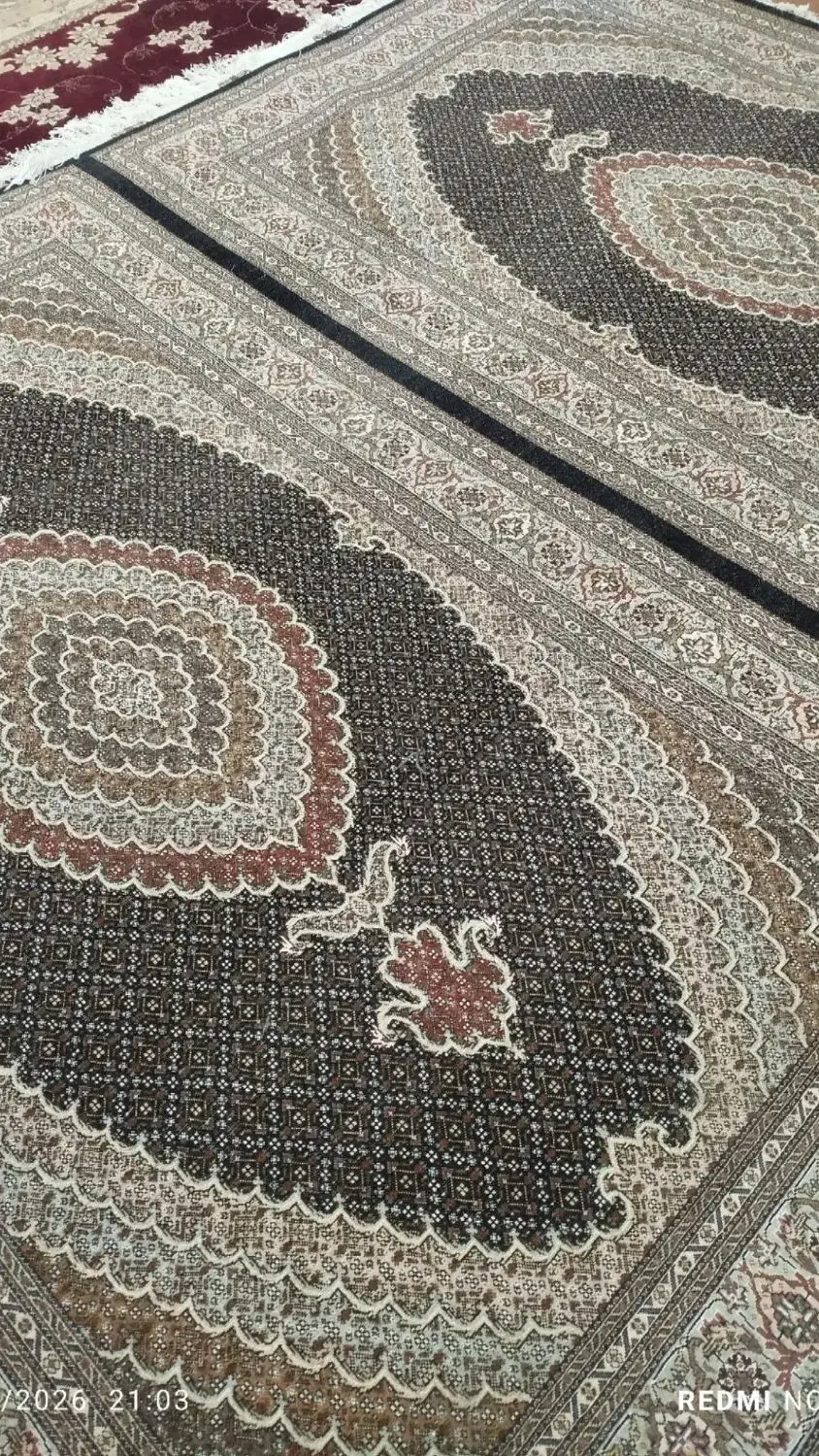 فرش  دستبافت جفت ۶ متری ۴۰ رج گل ابریشم|فرش|تهران, شهرک ولیعصر جنوبی|دیوار