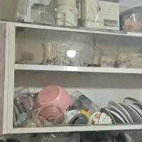 پنج متر کابینت فلزی بسیار تمیز و یگ گاز فر استیل|آب‌چکان و نظم‌دهنده ظروف|مشهد, طلاب|دیوار