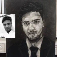 طراحی چهره،  سیاه قلم،  تکنیک زغال فشرده طراحی