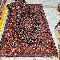 جفت قالیچه دستباف کرک کاشان سرمه ای ،حراج شد