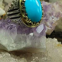 انگشتر فیروزه عجمی درشت رکاب نقره کد ۱۰۰۵|جواهرات|اصفهان, شیخ اشراق|دیوار