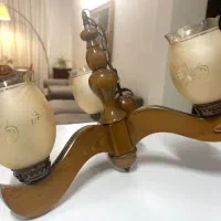 لوستر چوبی سه شاخه برند منجی