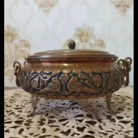 ظرف سوپ یا آجیل مسی سیاه قلم یا قلمکاری