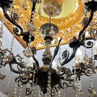 لوستر ده شاخه برنز|لوستر و چراغ آویز|شهریار, شهریار|دیوار