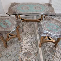 جلو مبلی چوبی شیشه ای