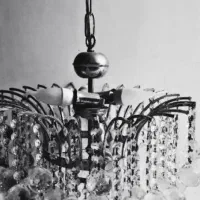 جفت لوستر گوی دار کریستالی ۲۲ شاخه نو و دیوارکوب