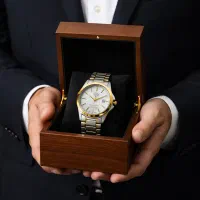 ساعت عقربه ای نقره ای طلایی صفحه سفید Casio