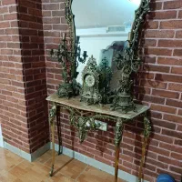 آینه شمعدان اصل برنز با ساعت